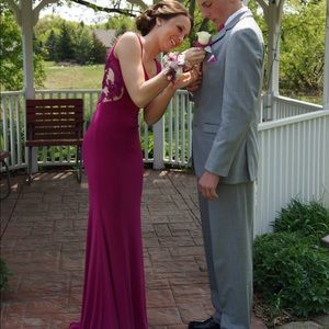 Sherri Hill Cut Out Magenta Dress